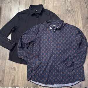 Express Black and Navy Patterned Casual Shirts long sleeve button down size XXL